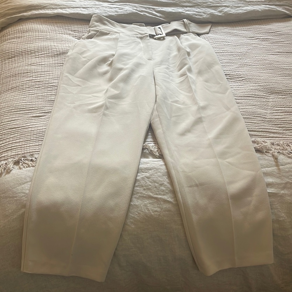 Top shop trousers with belt detail and front pleats